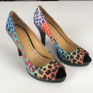 Nine West Leopard Rainbow Heels